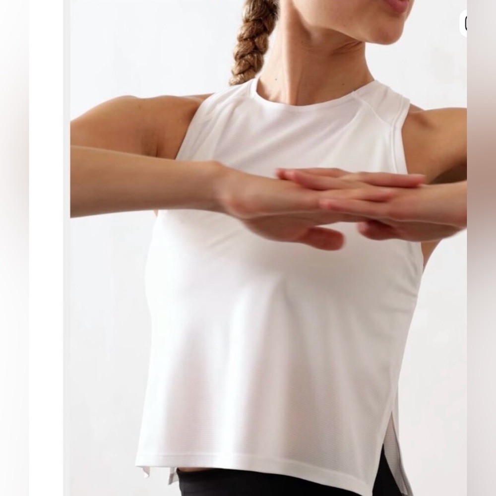 Athleta M Grid Knit Singlet Tank Bright White Medium NWT - Picture 3 of 5